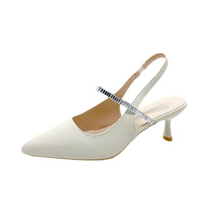 Женская летняя обувь 2024 года, модные туфли с острым носком на шпильке, на среднем каблуке, на высоком каблуке, женские босоножки с пустым носком, зеленые женские туфли