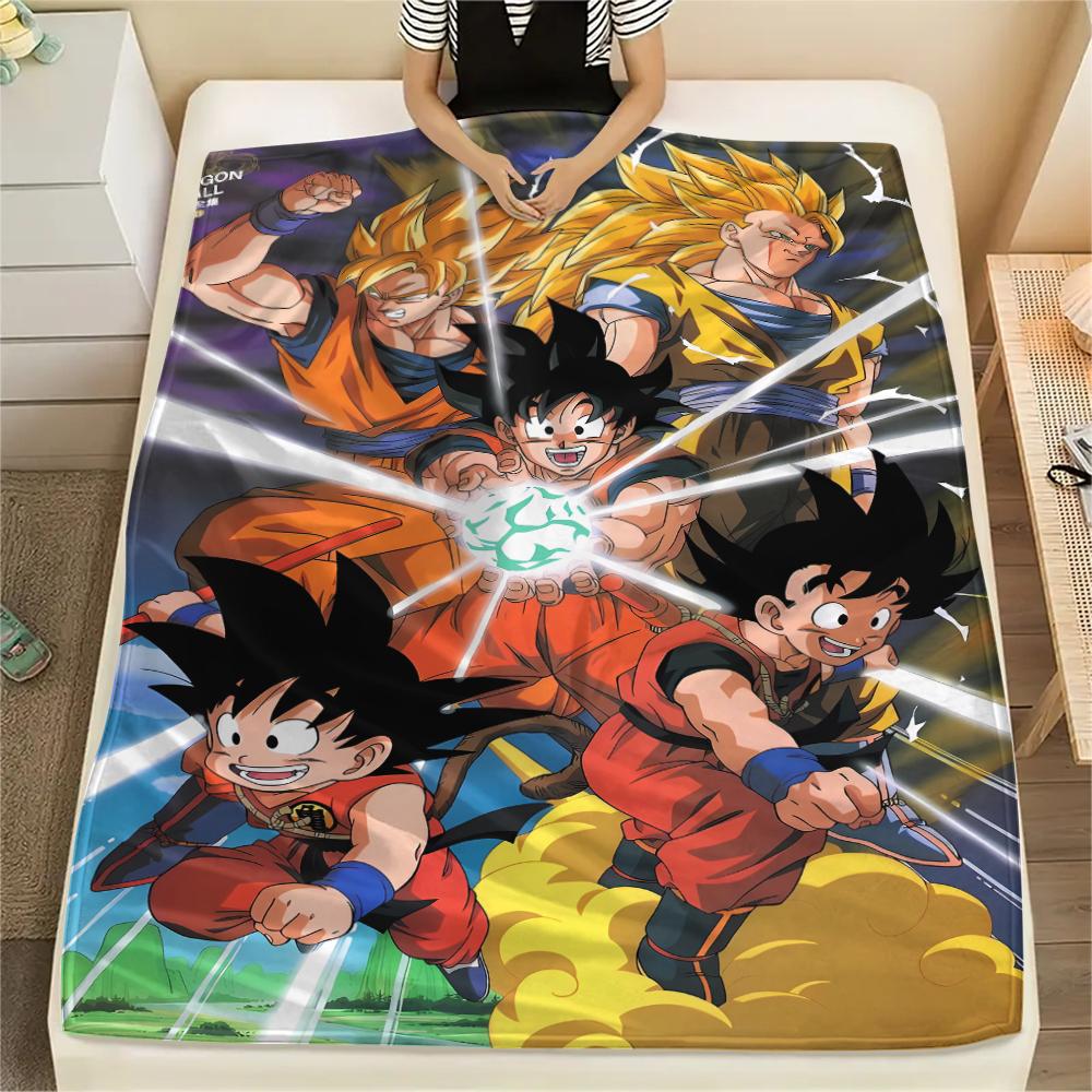 Фланелевое одеяло с принтом персонажей Dragon Ball, Высококачественное, Удобное для всех сезонов, Декор для дома, Тепло и уют, Идеально для рождественских подарков