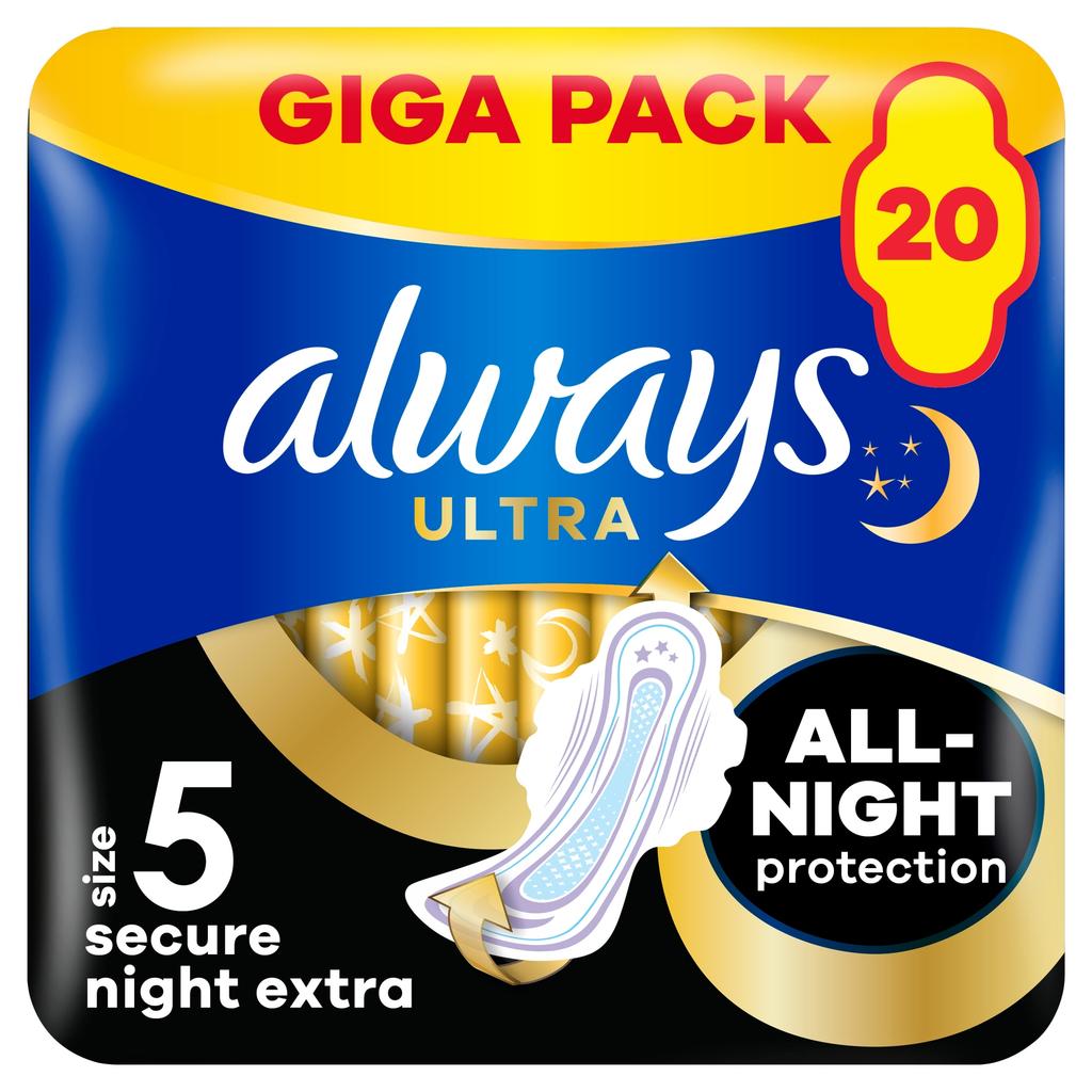 Always Ultra Nighttime Super Absorbent Pads With Wings 1 Pc