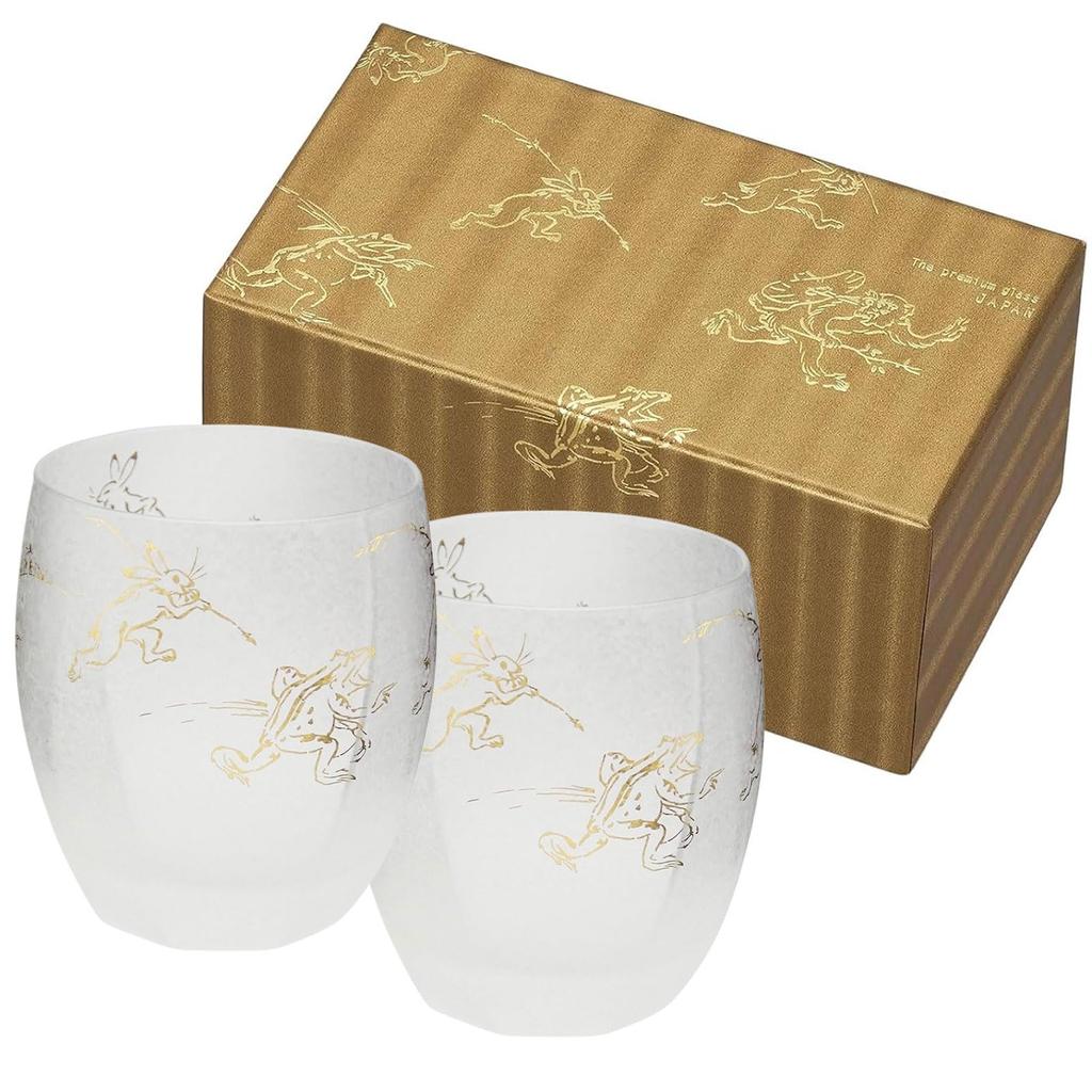 ADERIA Premium Nippon Taste Chojugiga Rock Glass 345ml Pair Set Made In Japan Cosmetic Box Whiskey Stylish Light Shochu Gift Women Day Tableware Day