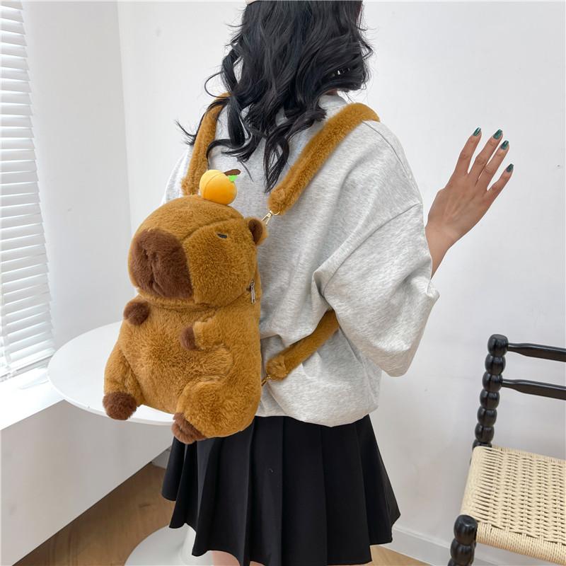Cute Soft Plush Capybara Backpack Girl Fashionable Crossbody Bag for Women Kawaii Shoulder Bag for Children Gifts for Girlfriend