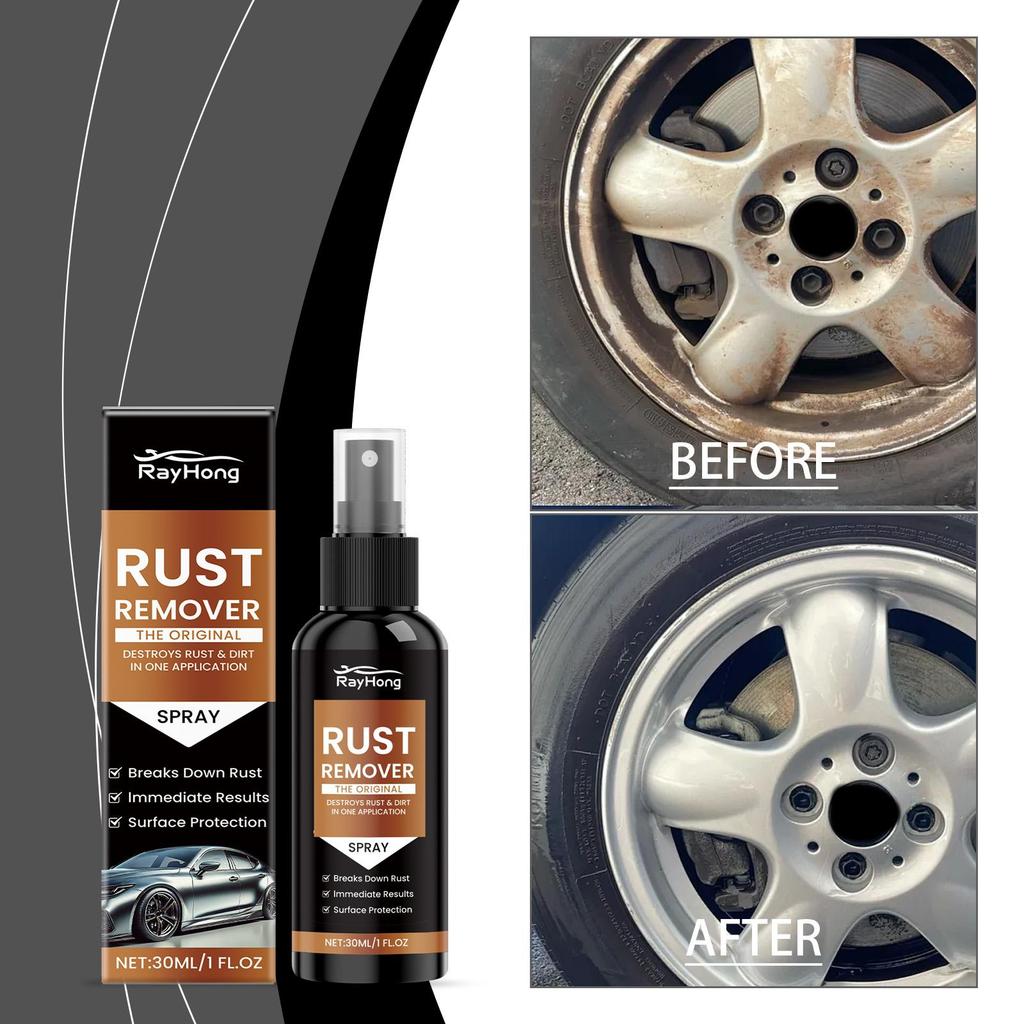 RAYHONG Car Rust Remover Neutral Formula Does Not Hurt the Car Paint Tire Chassis Metal Cleaner