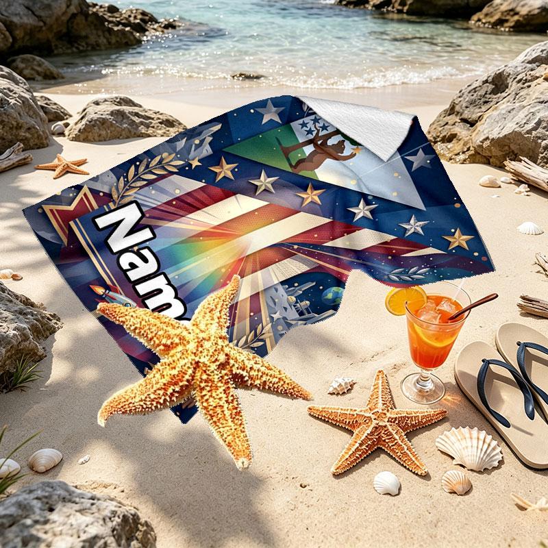 Custom Name Personalized Atletico Madrid Print Beach Towel, for Trip Camping Beach Party Home Decor, Birthday Gift for Family & Friends