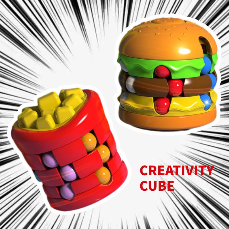 Fun And Colorful Burger Cube Fidget Spinner Toy For Kids With Stress Relief Features