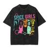 Харадзюку стираная рубашка наряд Spice Girls винтажная футболка оверсайз уличная одежда с коротким рукавом принтованные топы футболки