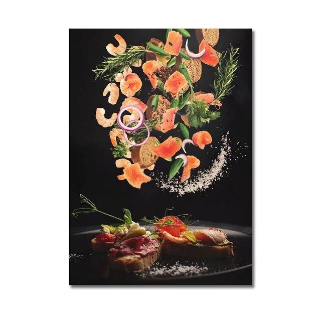 Кухня плакат пицца стейк салат гамбургер буррито фотографии ресторан настенная живопись печать западная кухня холст картина без рамки