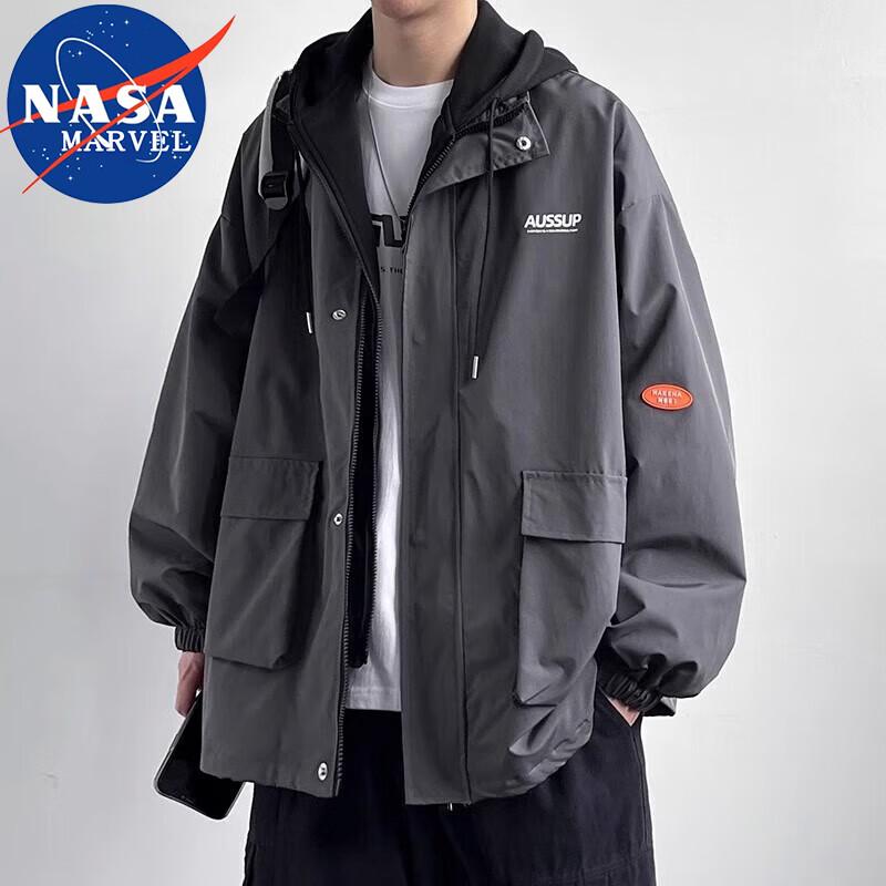 NASA MARVEL Men's Hooded Layered Casual Jacket