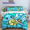Squirtle Cartoon Pattern Bedding Home Decoration Birthday Gift (1 * duvet cover + 2 * pillowcase, without core)