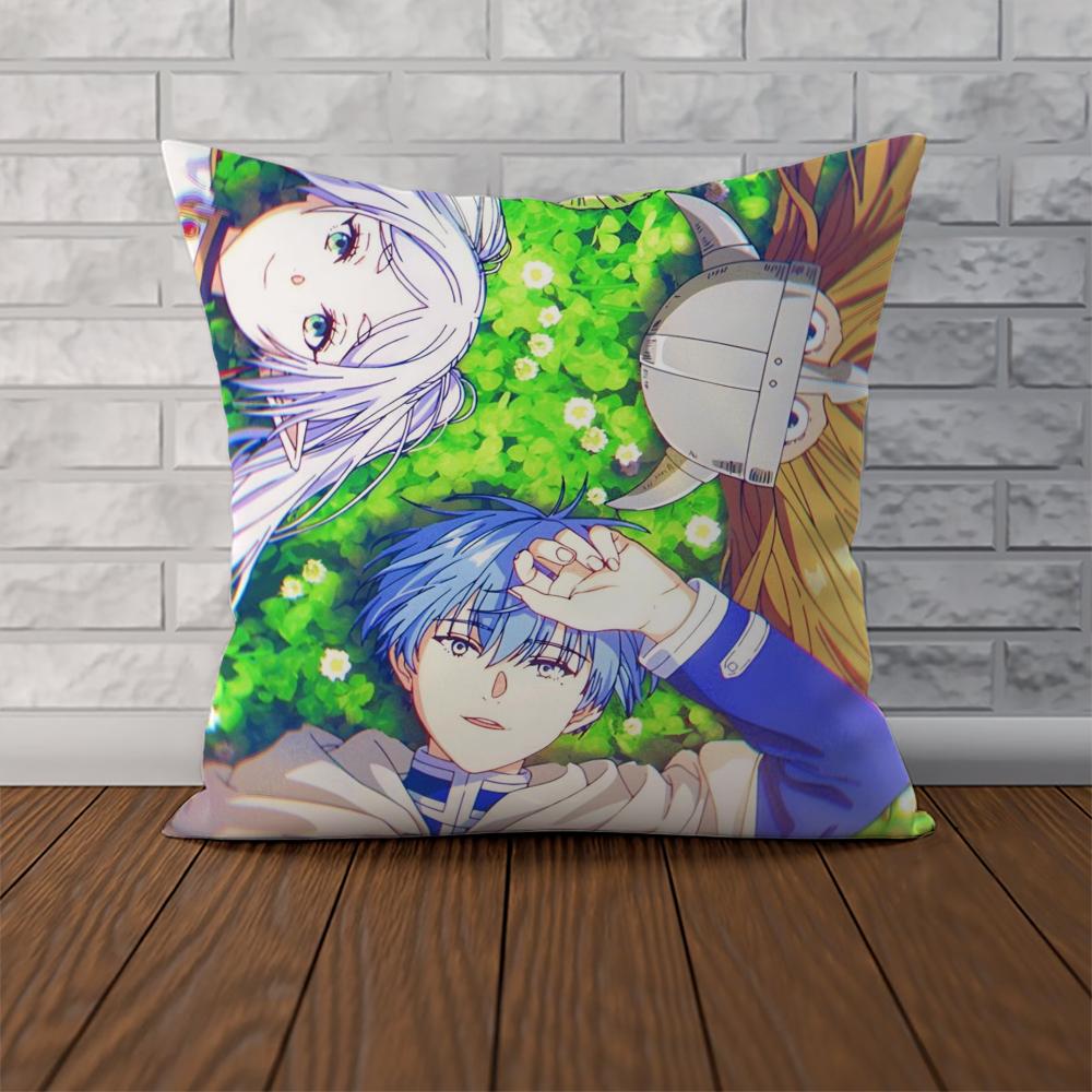 Anime FFrieren Pillow Case For Car Sofa Decorative Home Doublesided Print Plush Square Throw Pillow Cushion Cover