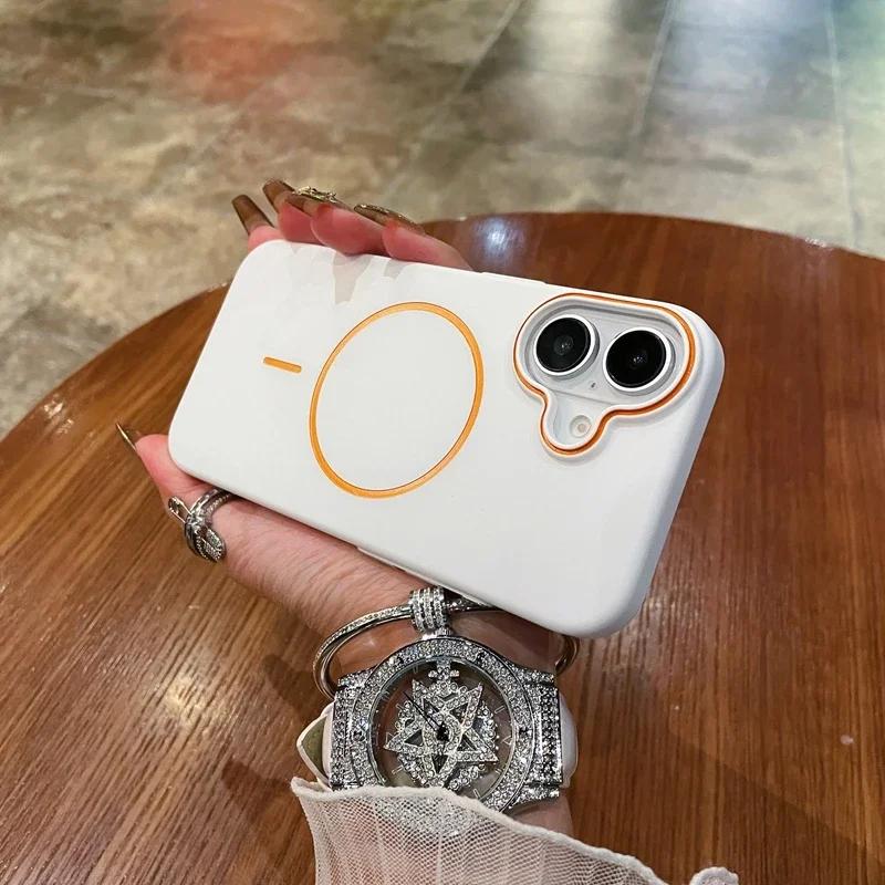 Роскошный матовый чехол из твердого ПК для iPhone 16 Pro Max 14 15 Plus 12 13 15 pro max, магнитный чехол-накладка для беспроводной зарядки