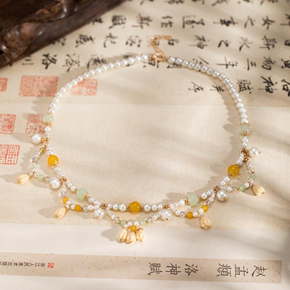 Exquisite Chinese Style Necklace Pearls Cheongsam Clavicle Chain Hanfu Necklaces Song Dynasty