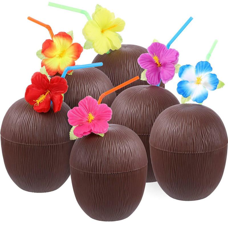 Гавайская вечеринка Луау Фламинго Украшение Ананас Кокосовый напиток Чашка Свадьба День рождения Лето Гавайская тропическая вечеринка Украшения