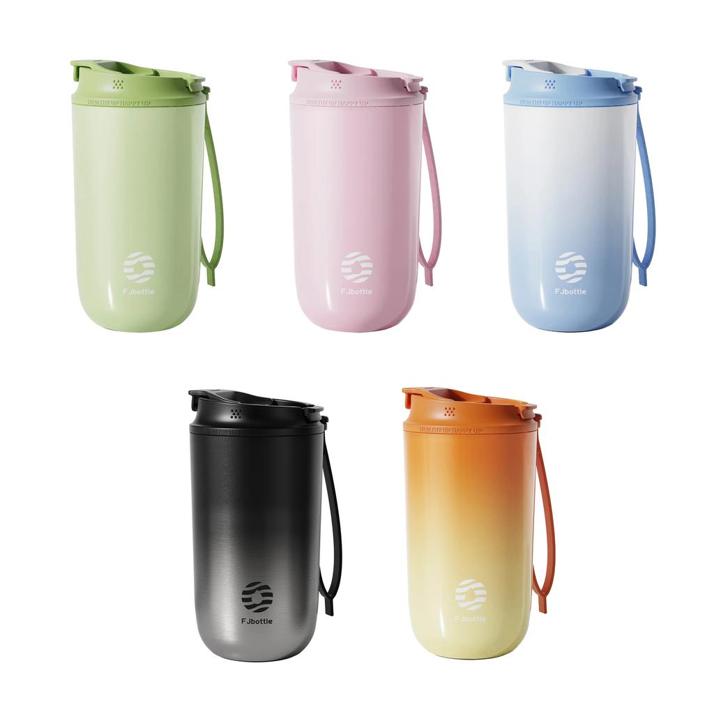 450ml Straw Coffee Cup Stainless Steel Thermos Mug Gradient Leak-Proof Thermos Bottle Portable Travel Vacuum Flask Insulated Cup