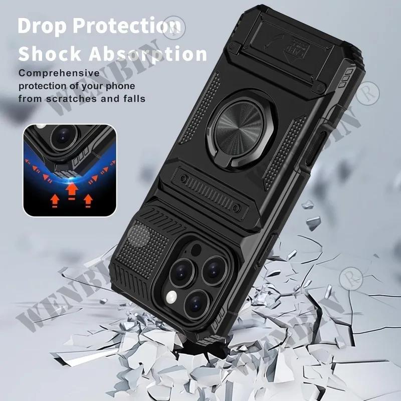 Чехол для iPhone 17 16 15 14 Pro Max 16 Plus Магнитное Вращающееся Кольцо Подставка Ударопрочный Кошелек Funda Capa