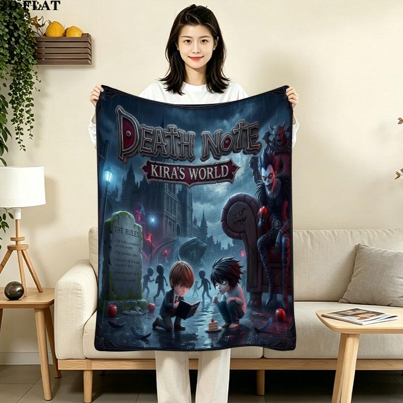1PC Death Note Patterned Flannel Blanket Suitable For All Seasons For Home Decor Warmth And Comfort Gifts Holiday Present