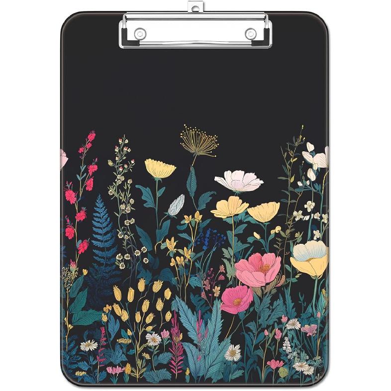 Plastic Cute Clipboard Low-Profile Metal Clip, A4 Letter Size 9 x 12.5 in, 8.5 x 11 Paper Clip Board for Teachers, Nurses, Classroom,Cute Black Cats