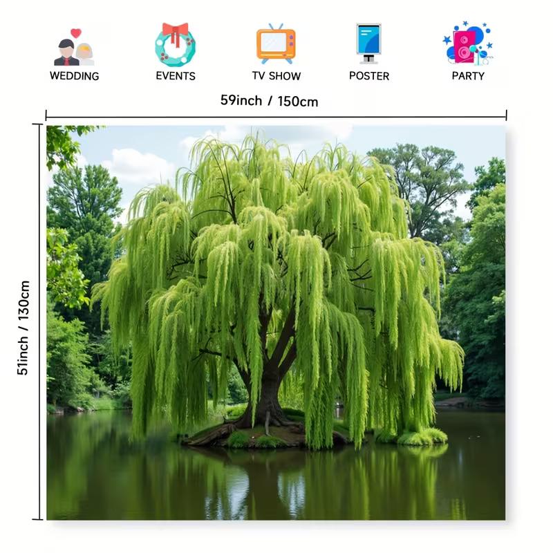 2D Green Nature Pond Backdrop Photography Background Banner