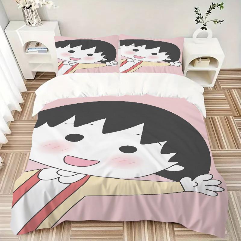 Chibi Character Adventure Print 3Pcs Bedding Setduvet Cover With 2 Bedropillowcase Home Birthday Gift