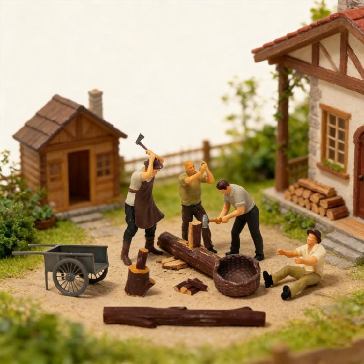 1:Ручная роспись миниатюрных фигурок масштаба 1:64 для диорам, реквизита, коллекционеров, фотографов. Реалистичные модели фигурок лесорубов