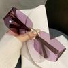 Zhang Yuanying's new frameless curved sunglasses women's yk light luxury fashion brown high-end sunglasses