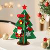 Felt Christmas Tree Mini Xmas Desktop Figurine DIY Tree Set with Santa Snowflake Cane Accessories for Toddlers