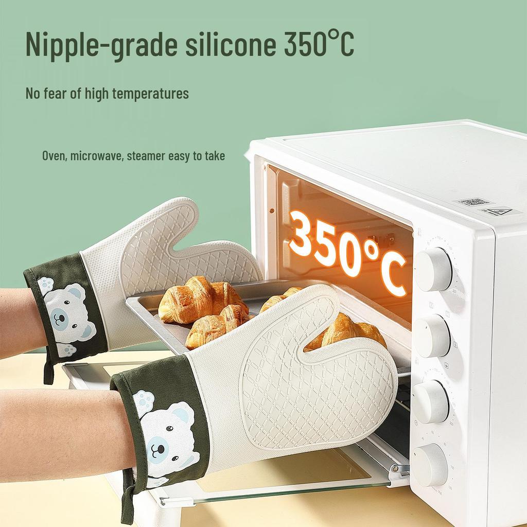 Thickened Non-Slip Silicone Kitchen Oven Gloves: Heat-Resistant and Anti-Scald Baking Mitts