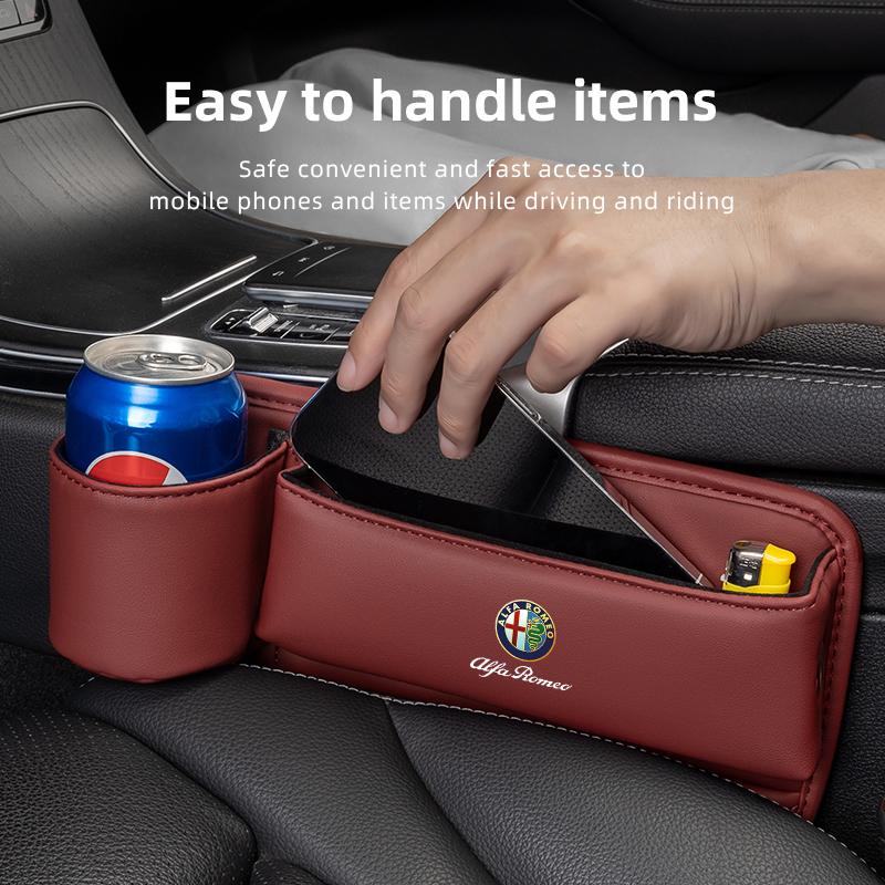 Car Seat Crack Filling Storage Box Auto Water Cup Phone Holder For Alfa Romeo 156 159 147 4C 8C 166 Giulia Giulietta MitoGF8