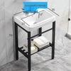 Stainless Steel Bracket Ceramic Wash Basin with Faucet