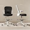 Draughtsman Chair, Mesh Drafting Chair, Ergonomic Office Chair with Flip-up Armrest, Adjustable Foot Ring, Black White