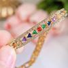 CMM Thai Style Retro Light Luxury High-End Color Geometric Zircon Heavy Metal Golden Noble Woman Tennis Bracelet