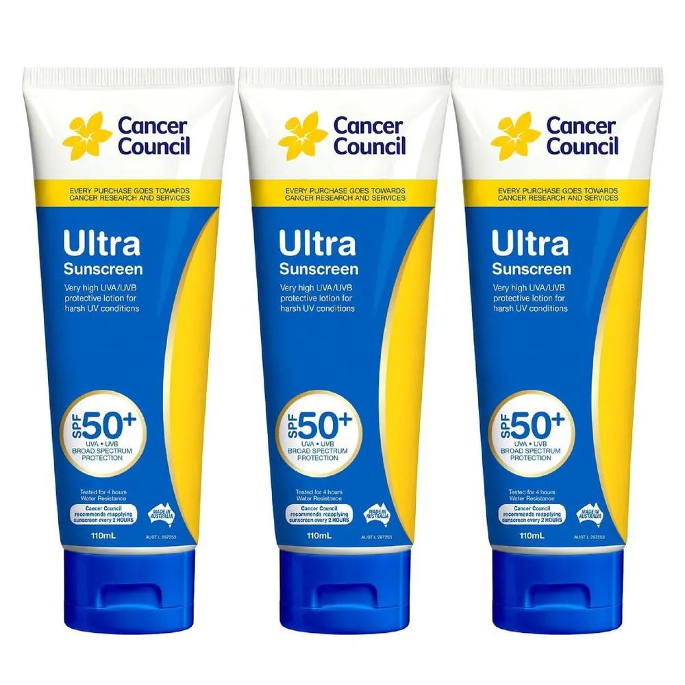 Cancer Council Australia Ultra Sunscreen SPF50 110ml x 3