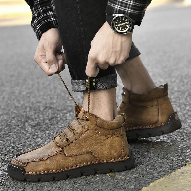 39-48 Мужская повседневная обувь среднего размера, уличная кожаная обувь, туфли большого размера на плоской подошве ручной работы