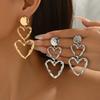 Европейские и американские трансграничные женские украшения, преувеличенные серьги с металлическим мятым дизайном сердца, универсальные высококлассные серьги для женщин
