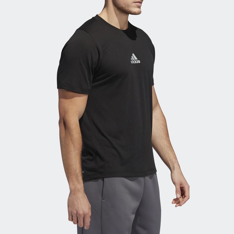 adidas Тренировочная спортивная футболка с коротким рукавом и круглым вырезом, мужские топы, черные ED8320