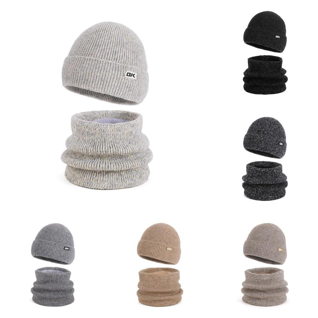 Вязаный комплект из смесовой шерсти: шапка и шарф-снуд для зимнего тепла и защиты от ветра на улице