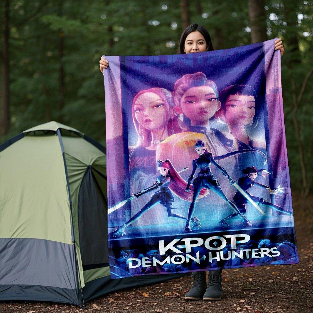 "KPOP Demon Hunters: The Official Poster Print"Blanket Lightweight Flannel Throw Blanket for Sofa, Bed, Travel, Camping, Livingroom, Office,