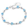 Silver Heart -Shaped Blue Crystal Bracelet Women European Style Fashion Simple Temperament Bracelet
