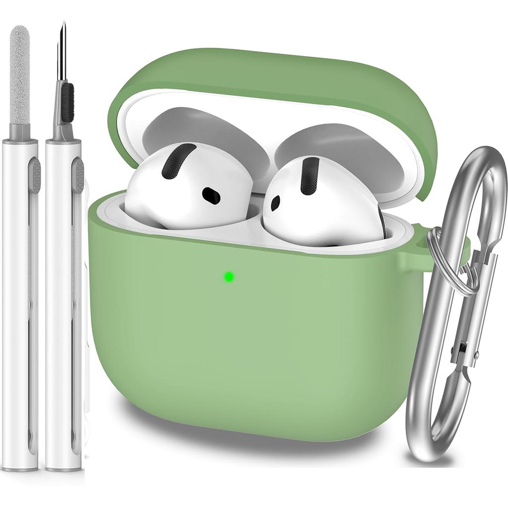 Чехол для AirPods 4-го поколения 2024, Мягкий силикон военного класса, Амортизирующий, для чехла AirPods 4 с брелоком и Clear