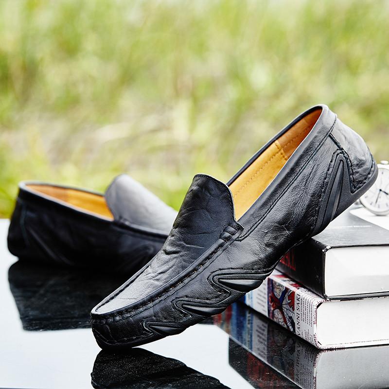 Plus Size Split Leather Shoes Men Loafers Comfortable Casual Shoes Men Flats Moccasins Men Footwear