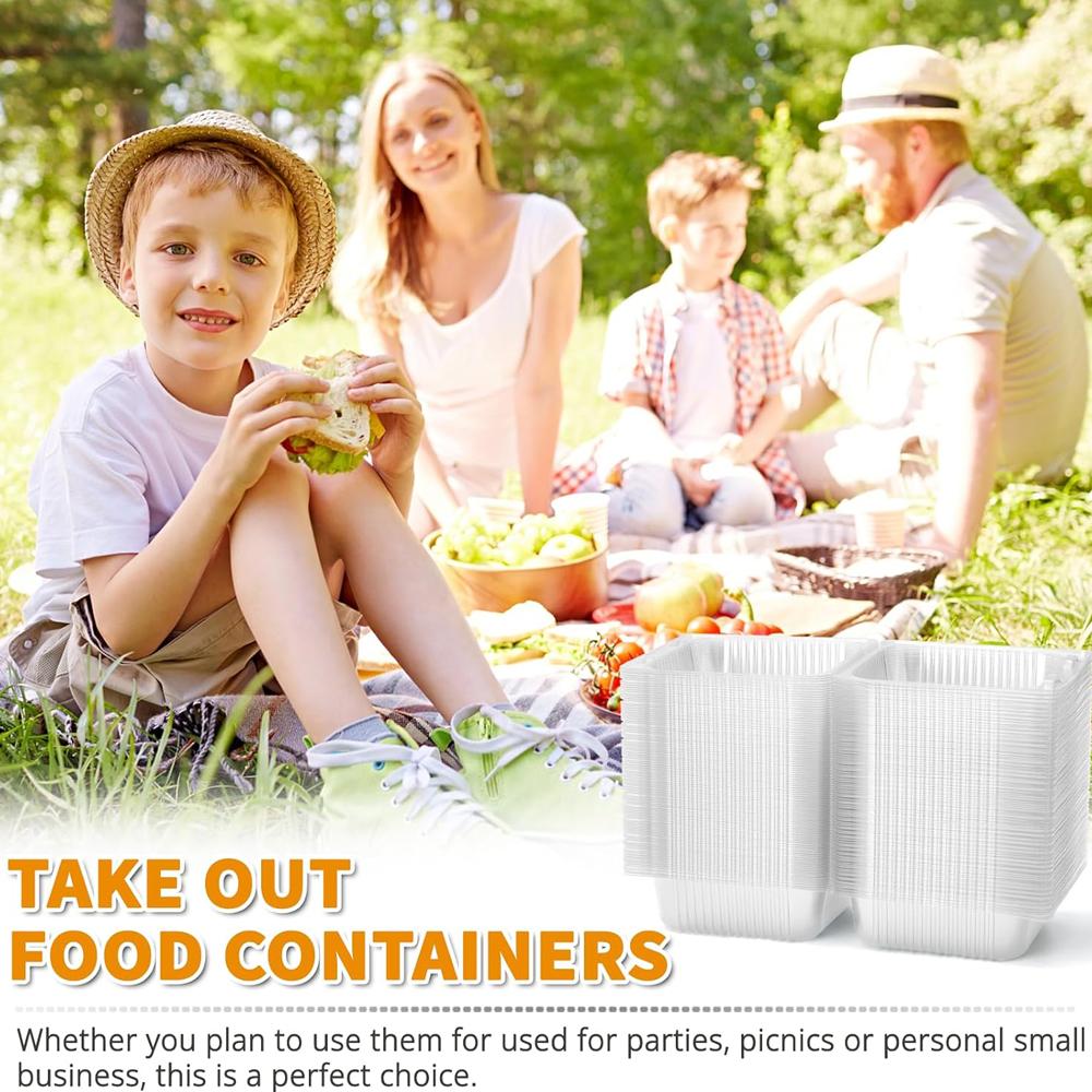 Clear Plastic Containers with Lids for Food, Thickened Disposable Sandwich Containers Clamshell Boxes for Cake Slice, Dessert