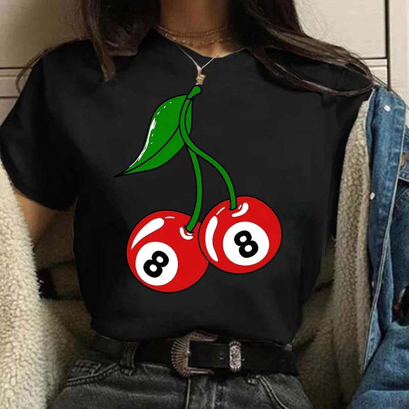 Сладкая клубника вишня повседневные футболки готическая футболка Harajuku 90s футболка женские летние топы уличная одежда