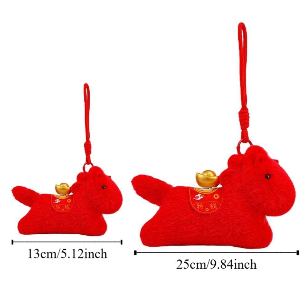 Rotating Ingots Pullable Plush Horse Pendant 13/25cm Cartoon Steed Doll Home Decoration