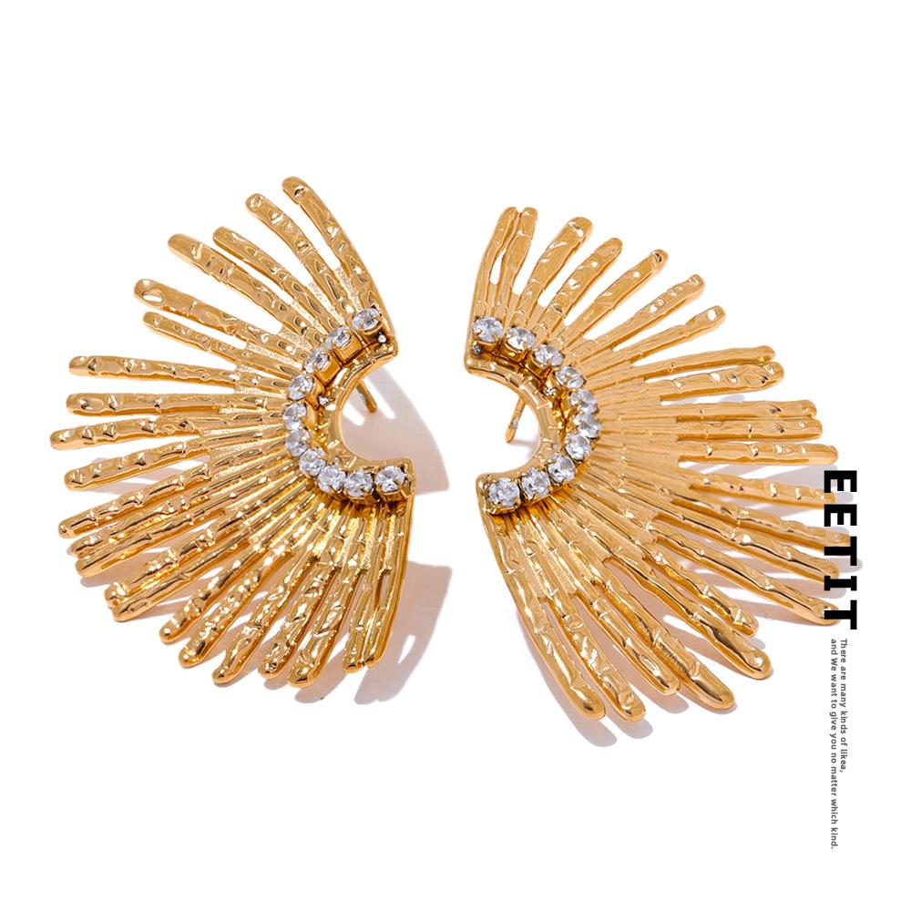 Eetit Серьги-гвоздики из нержавеющей стали с геометрическим цирконием для женщин, антиаллергические, повседневные, эффектные ювелирные аксессуары