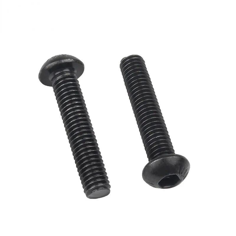 M2 M2,5 M3 M4 M5 M6 M8 Винты из легированной стали класса 10,9 с шестигранной головкой и круглой головкой Черный винт Мебельный крепежный болт