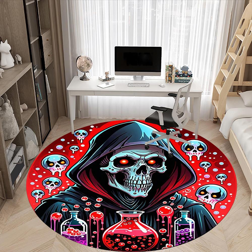1pc Grim Reaper Chair Carpet for Office, Non-slip, Soft and Durable Leisure Rug, Perfect for Office, Living Room yy251103145