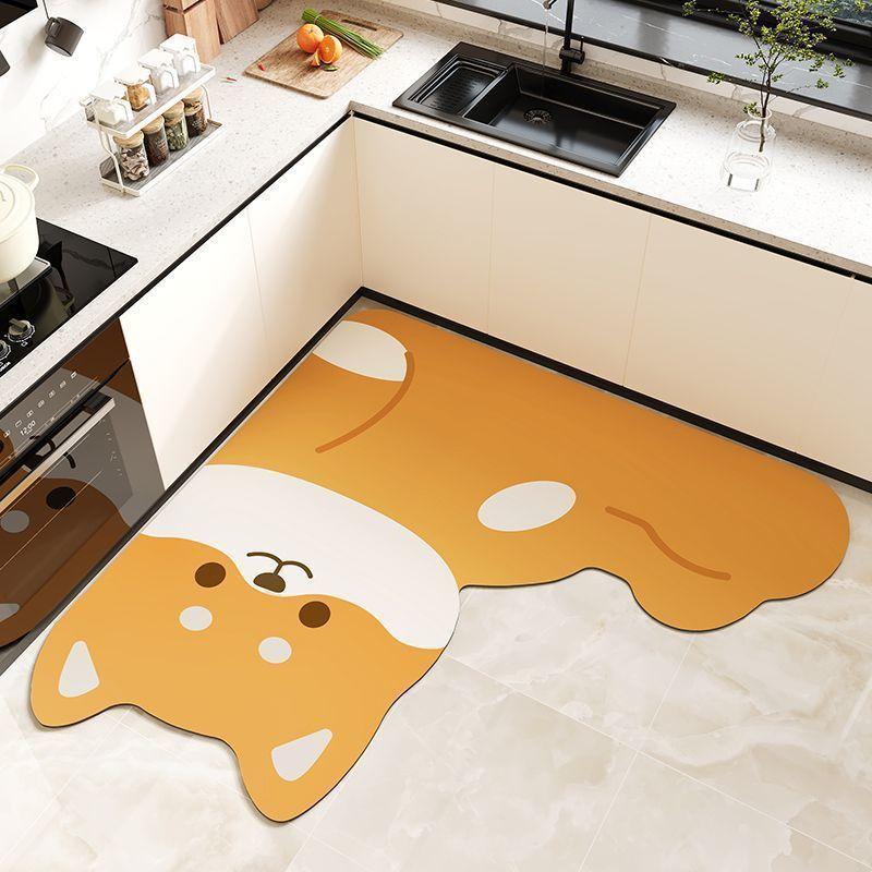 Animal Themed Silicone Diatom Mud Kitchen Rug With Waterproof Durable Design For Cooking And Bathroom