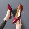 Fashion Plus Size Pu Leather Women Pumps New Fashion Sexy Pointed Toe Shallow Shoes Woman High Heels Party Black Red 8CM Summer