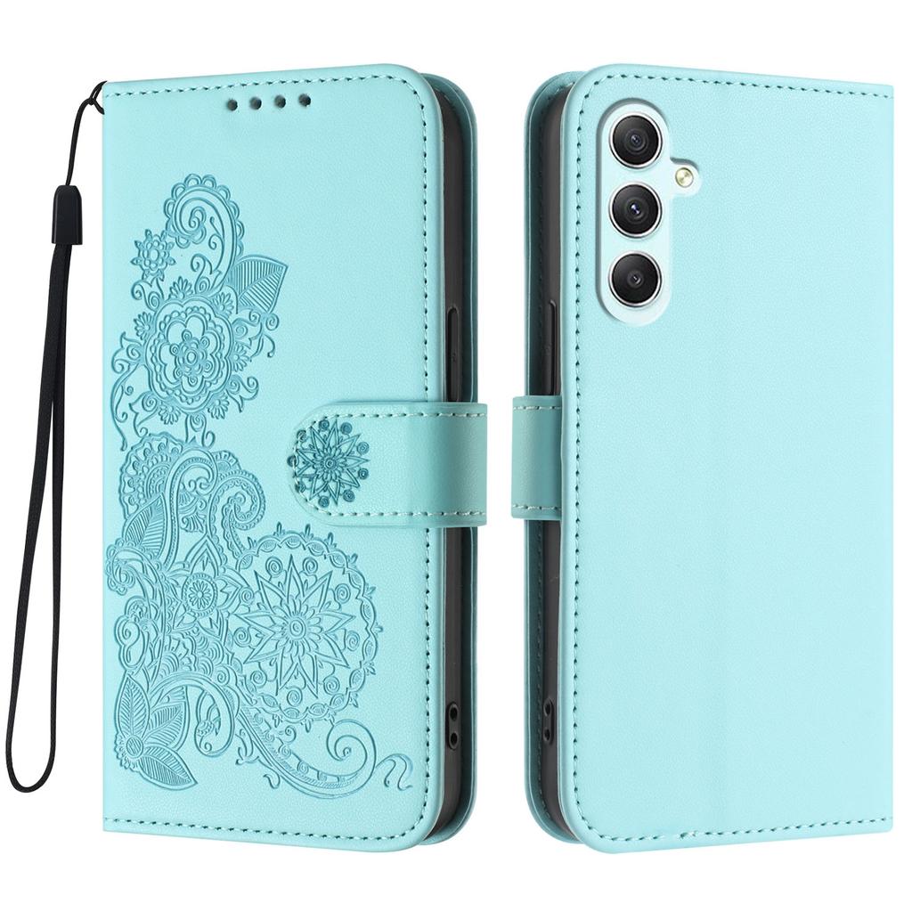For Samsung Galaxy A35 5G Phone Cases Mandala Flower Leather Wallet Mobile Cover with Strap