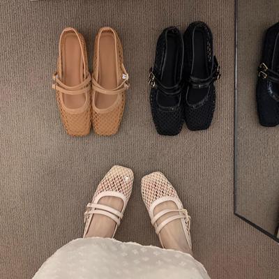 Полые Черные Темпераментные Мэри Джейн Одинарные Туфли Женские Нежные Сетчатые Сказочные Богемные Отпускные Сандалии