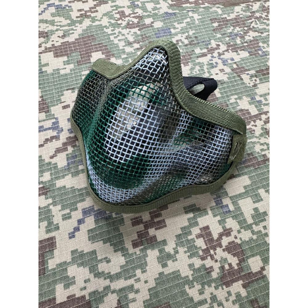 V1 Double‑Strap Steel Wire Half Face Mask, Camo Tactical Protective Mask for CS Airsoft Wargame Training